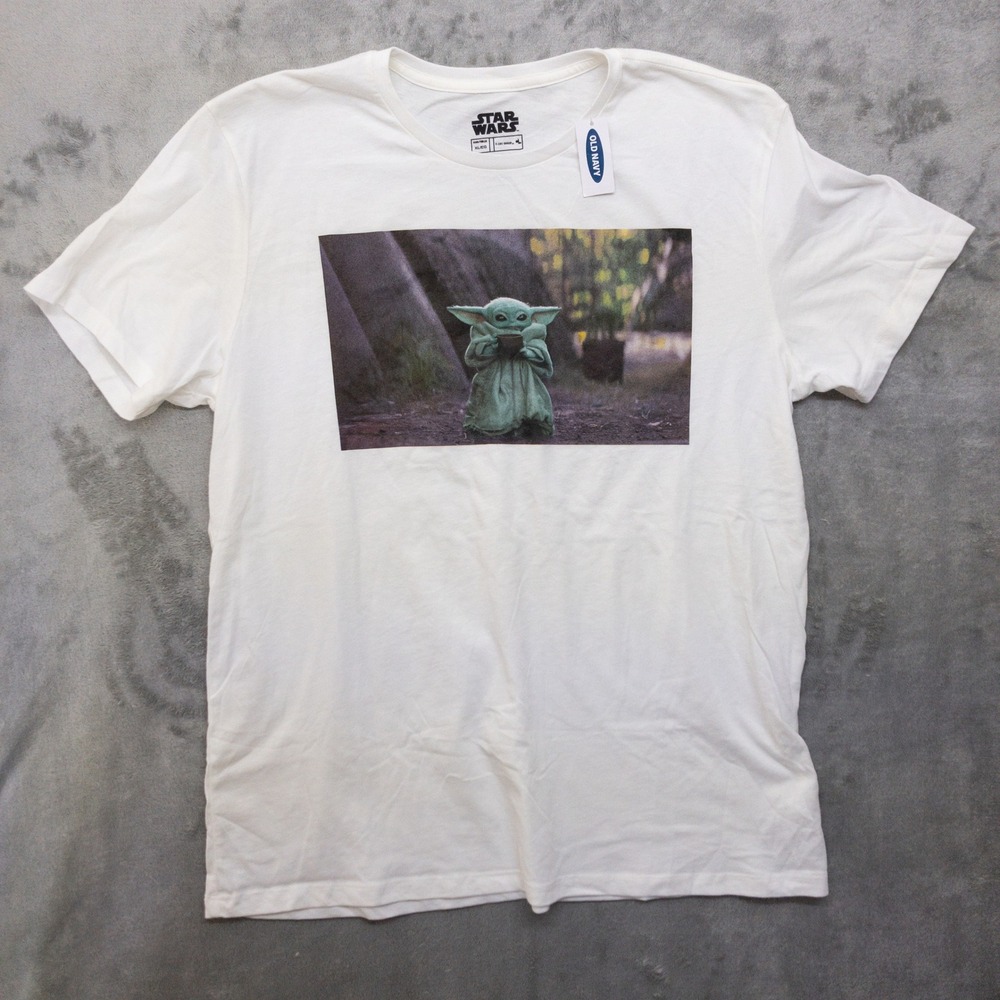 Old Navy Star‎ Wars Grogu T-Shirt Mens XL White Baby Yoda Graphic Tee New